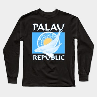 Republic of Palau Flag with Humpback Whales Long Sleeve T-Shirt